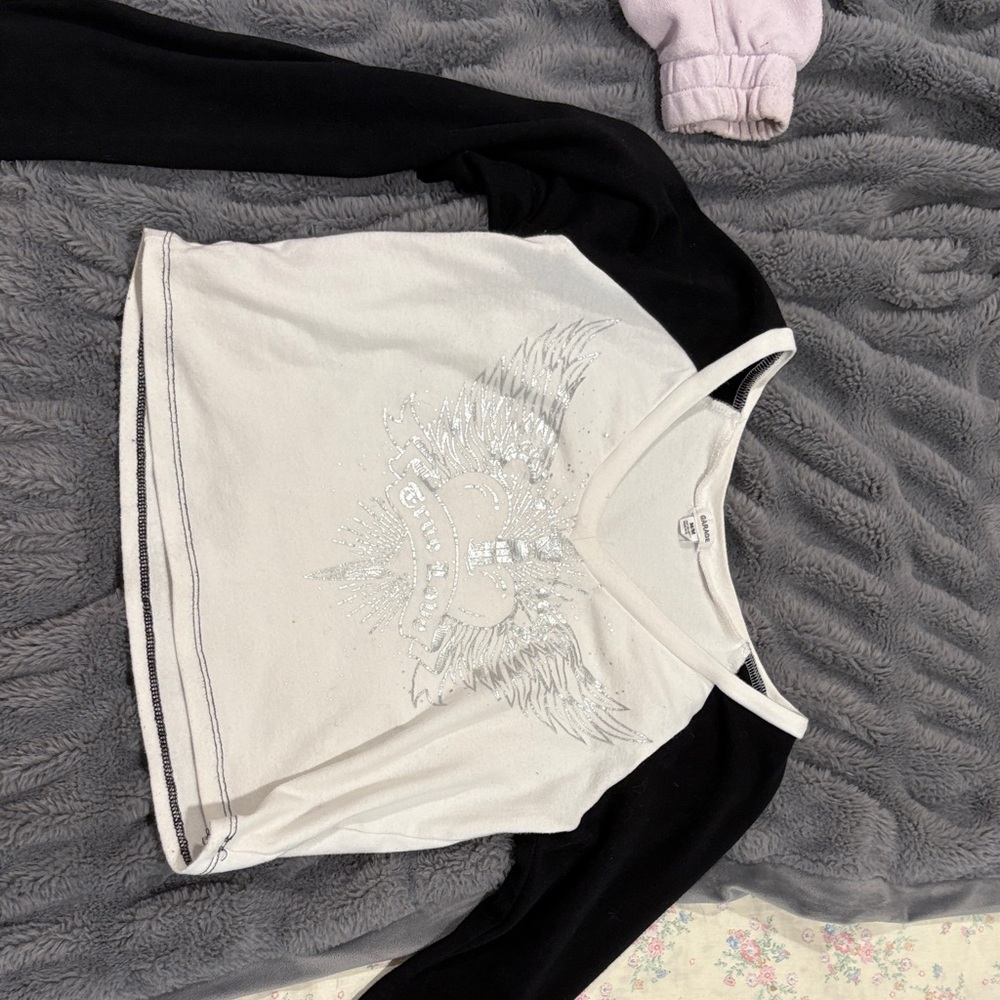 Garage Black and White Graphic Crop Top